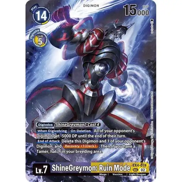 Digimon Trading Card Game Alternative Being Secret Rare ShineGreymon: Ruin Mode EX4-074 [Special Limited Set Alternate Art]