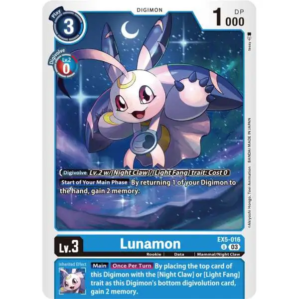 Digimon Animal Colosseum Uncommon Lunamon EX5-016