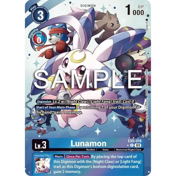 Digimon Animal Colosseum Uncommon Lunamon EX5-016 [Alternate Art]