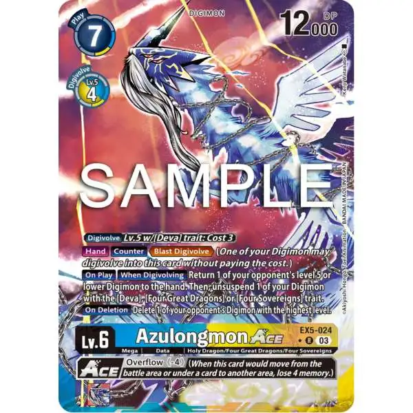 Digimon Trading Card Game Animal Colosseum Rare Azulongmon Ace EX5-024 [Alternate Art]