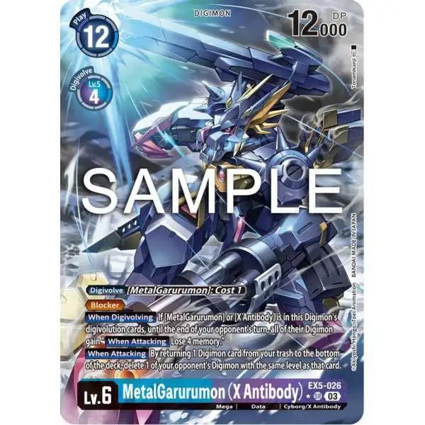 Digimon Trading Card Game Animal Colosseum Super Rare MetalGarurumon (X Antibody) EX5-026 [1 Star Alternate Art]