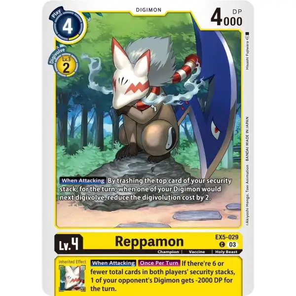 Digimon Trading Card Game Animal Colosseum Common Reppamon EX5-029
