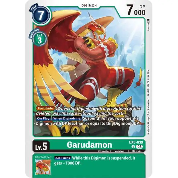 Digimon Animal Colosseum Uncommon Garudamon EX5-039