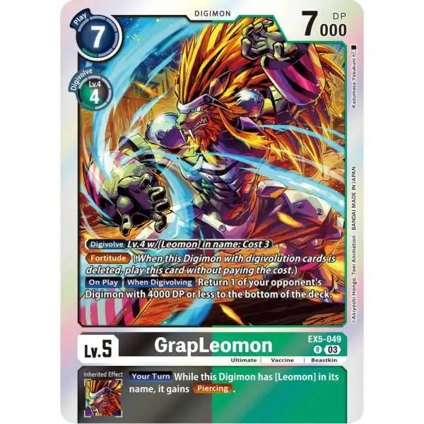 Digimon Trading Card Game Dual Revolution Single Card Rare GrapLeomon  BT25-016 - ToyWiz