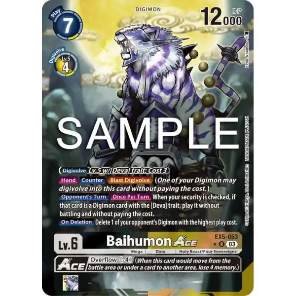 Digimon Animal Colosseum Rare Baihumon Ace EX5-053 [Alternate Art]
