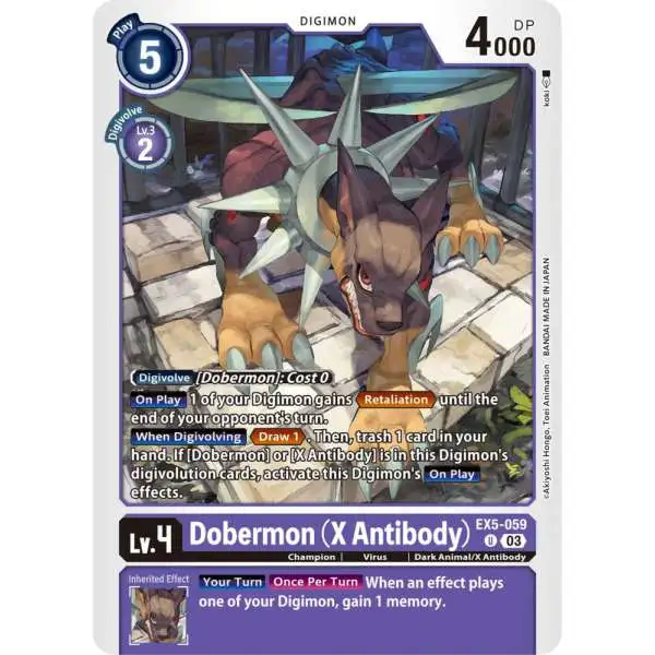 Digimon Trading Card Game Animal Colosseum Uncommon Dobermon (X Antibody) EX5-059