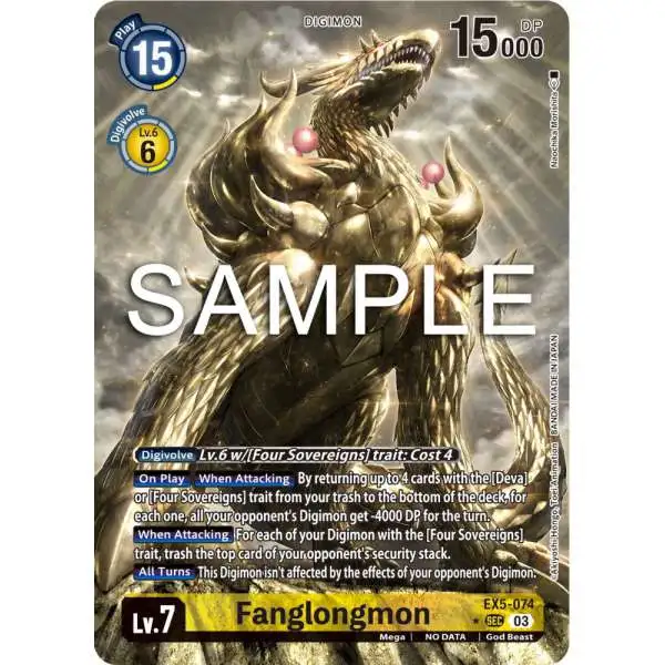 Digimon Trading Card Game Animal Colosseum Secret Rare Fanglongmon EX5-074 [Alternate Art]