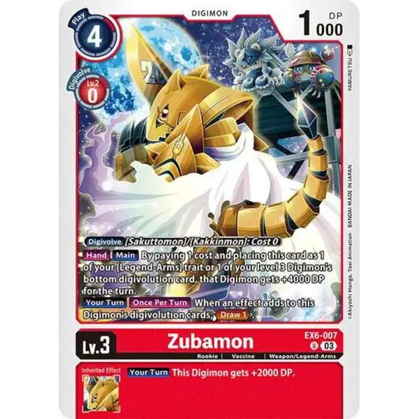 Digimon Trading Card Game Infernal Ascension Uncommon Zubamon EX6-007