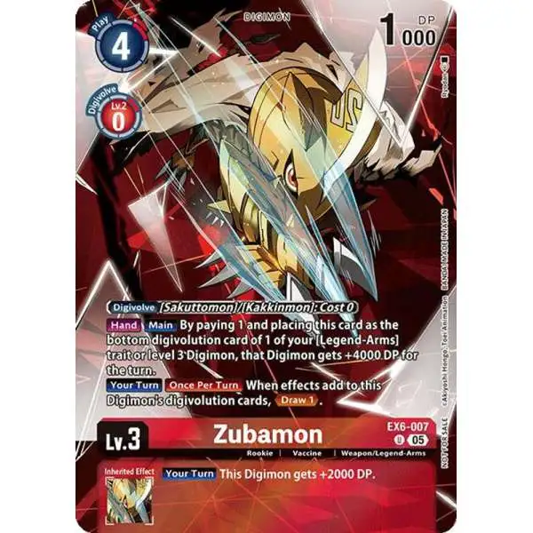 Digimon Trading Card Game Versus Monsters Uncommon Zubamon EX6-007 [Versus Monsters Legend Pack 2025]