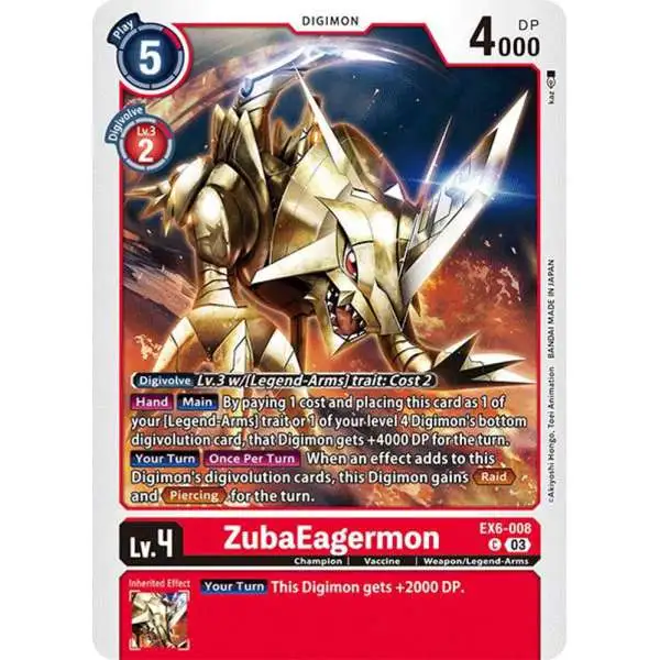 Digimon Trading Card Game Infernal Ascension Common ZubaEagermon EX6-008