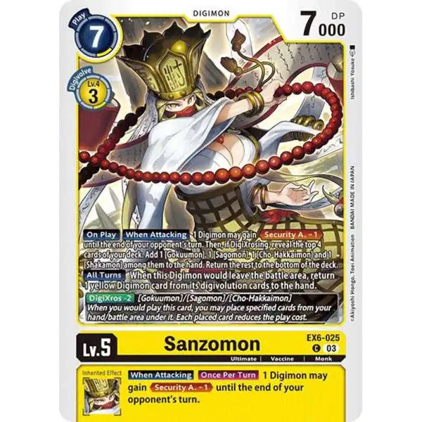 Digimon Trading Card Game Infernal Ascension Common Sanzomon EX6-025
