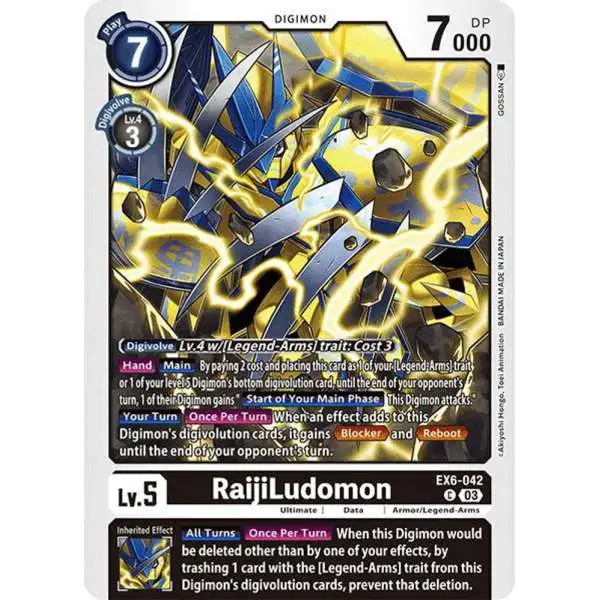 Digimon Trading Card Game Infernal Ascension Common RaijiLudomon EX6-042