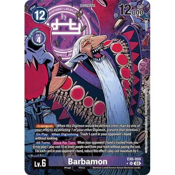 Digimon Trading Card Game Infernal Ascension Super Rare Barbamon EX6-059 [Alternate Art]