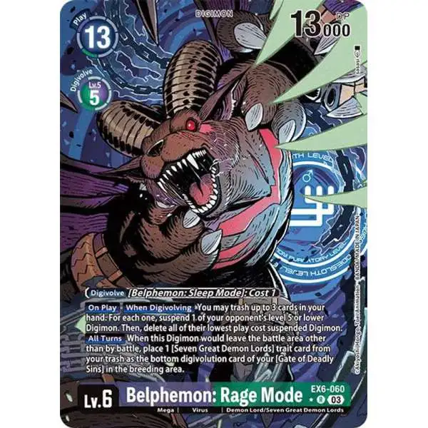 Digimon Trading Card Game Infernal Ascension Rare Belphemon: Rage Mode EX6-060 [Alternate Art]