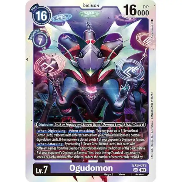 Digimon Trading Card Game Infernal Ascension Secret Rare Ogudomon EX6-073