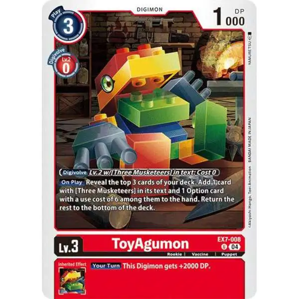 Digimon Trading Card Game Liberator Uncommon ToyAgumon EX7-008