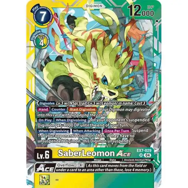 Digimon Trading Card Game Liberator Super Rare SaberLeomon ACE EX7-029