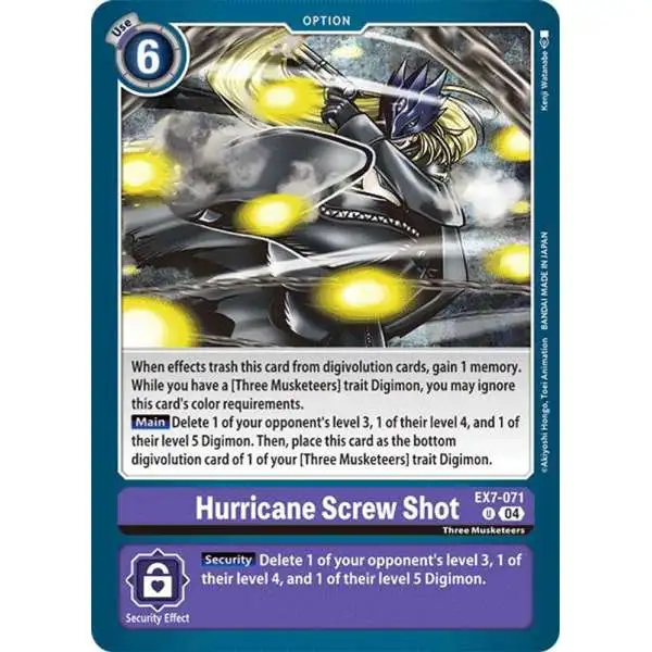 Digimon Trading Card Game Liberator Uncommon Hurricane Screw Shot EX7-071