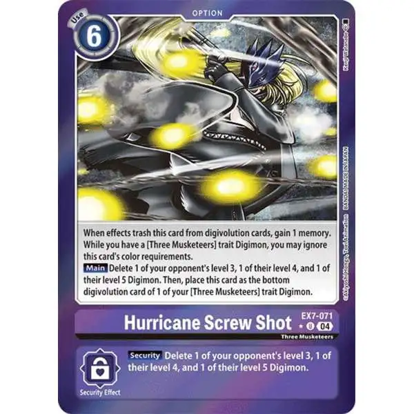 Digimon Trading Card Game Liberator Uncommon FOIL Hurricane Screw Shot EX7-071