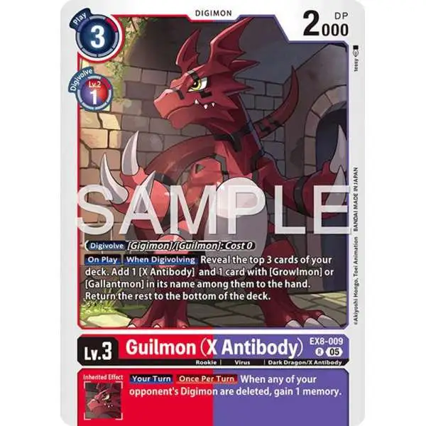 Trading Card Game Advanced Booster Digimon Generation Rare Guilmon EX8-009 [X Antibody Reprint]