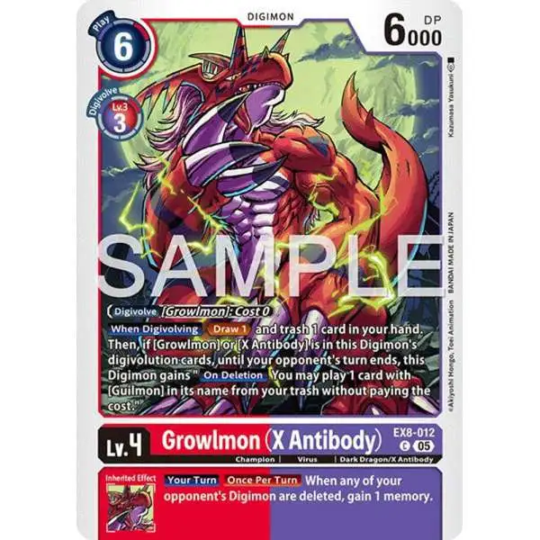 Trading Card Game Advanced Booster Digimon Generation Common Growlmon EX8-012 [X Antibody Reprint]