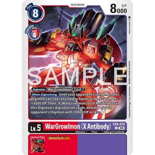Trading Card Game Advanced Booster Digimon Generation Common WarGrowlmon EX8-015 [X Antibody Reprint]