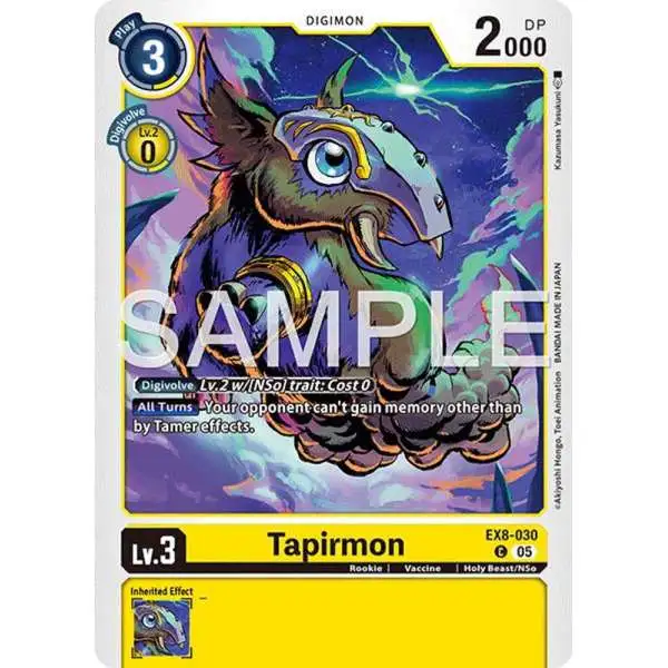 Trading Card Game Advanced Booster Digimon Generation Common Tapirmon EX8-030 [Reprint]