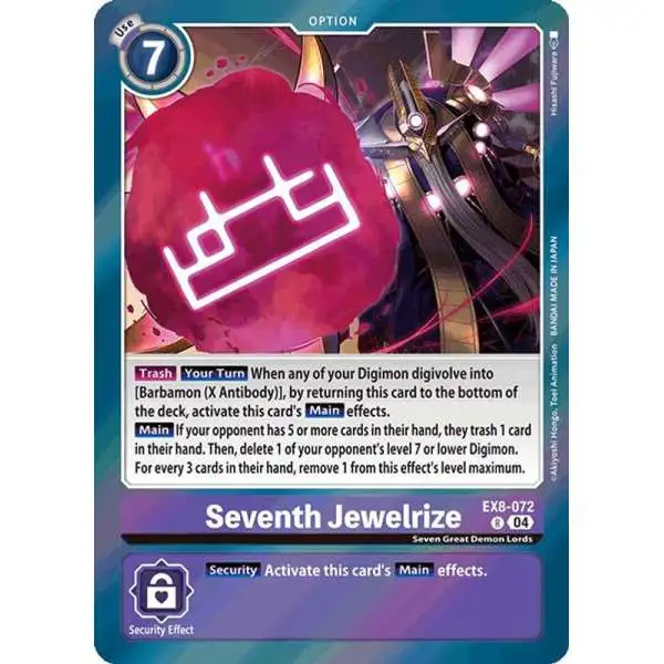 Digimon Trading Card Game Chain of Liberation Rare Seventh Jewelrize EX8-072