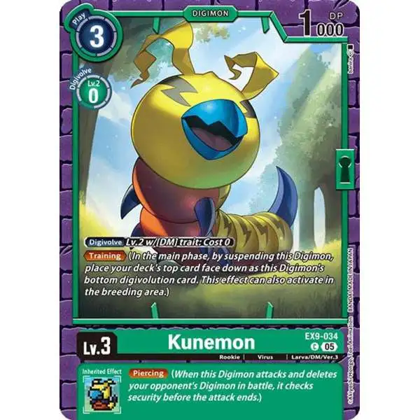 Digimon Trading Card Game Versus Monsters Common Kunemon EX9-034