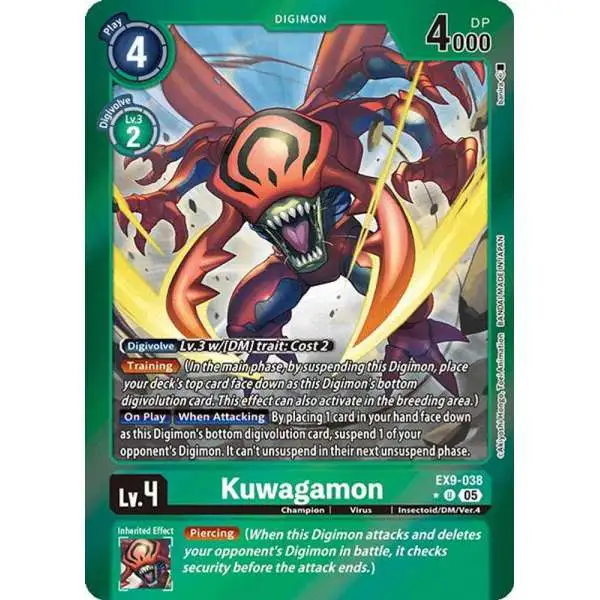 Digimon Trading Card Game Versus Monsters Uncommon Kuwagamon EX9-038 [Limited Foil]