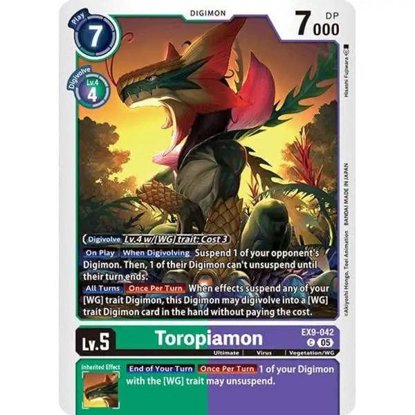 Digimon Trading Card Game Versus Monsters Common Toropiamon EX9-042