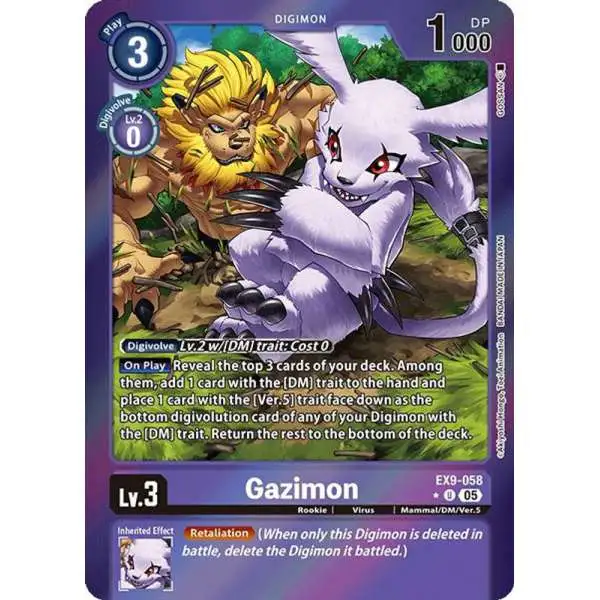 Digimon Trading Card Game Versus Monsters Uncommon Gazimon EX9-058 [Limited Foil]