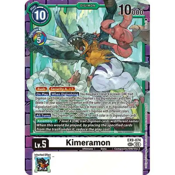 Digimon Trading Card Game Versus Monsters Secret Rare Kimeramon EX9-074