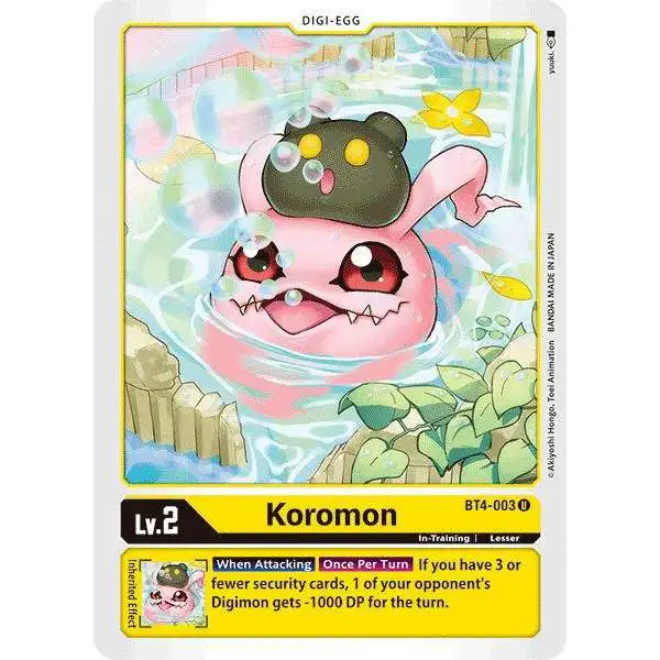 Digimon Trading Card Game Great Legend Uncommon Koromon BT4-003