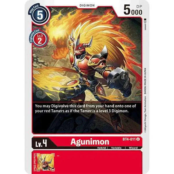 Digimon Trading Card Game Great Legend Uncommon Agunimon BT4-011