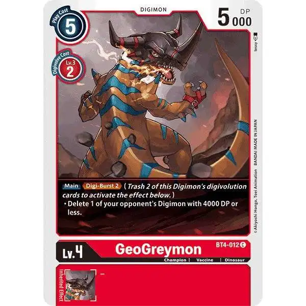 Digimon Trading Card Game Great Legend Common GeoGreymon BT4-012