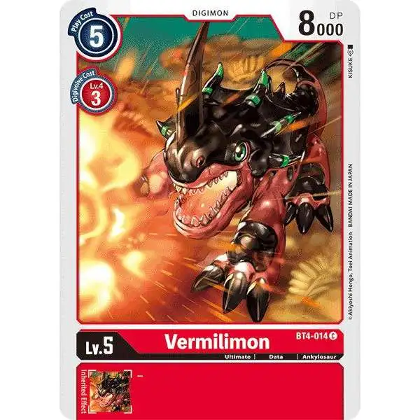 Digimon Trading Card Game Great Legend Common Vermilimon BT4-014