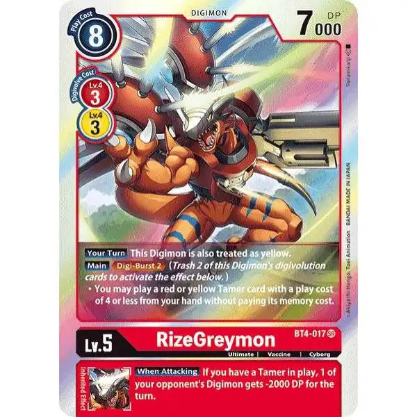 Digimon Trading Card Game Great Legend Super Rare RizeGreymon BT4-017