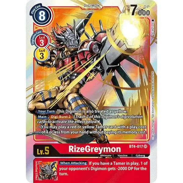 Digimon Trading Card Game Great Legend Super Rare RizeGreymon BT4-017 [Alternate Art]