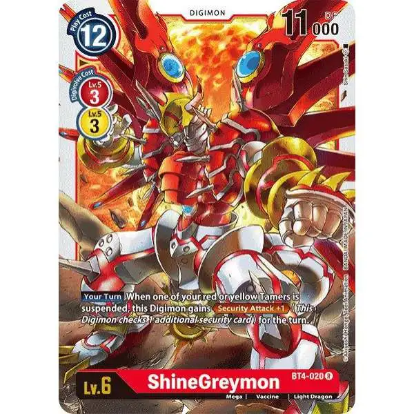 Digimon Trading Card Game Great Legend Rare ShineGreymon BT4-020