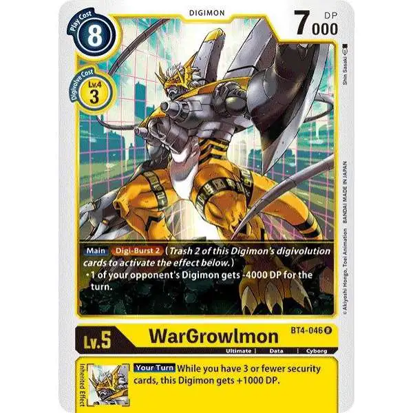 Digimon Trading Card Game Great Legend Rare WarGrowlmon BT4-046