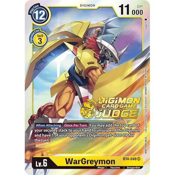 Digimon Trading Card Game Great Legend Promo WarGreymon BT4-048 [Judge Pack 1]
