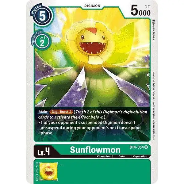 Digimon Trading Card Game Great Legend Uncommon Sunflowmon BT4-054
