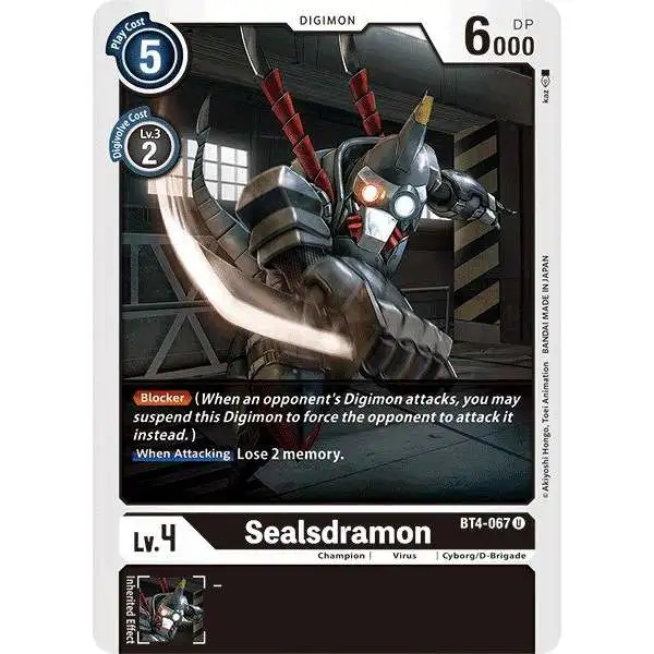 Digimon Trading Card Game Great Legend Uncommon Sealsdramon BT4-067