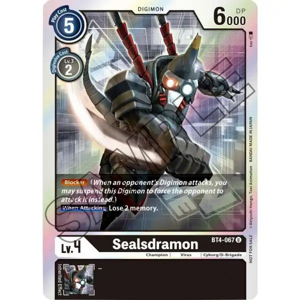 Digimon Trading Card Game Great Legend Promo Sealsdramon - BT4-067 BT4-067 [Event Pack 1]
