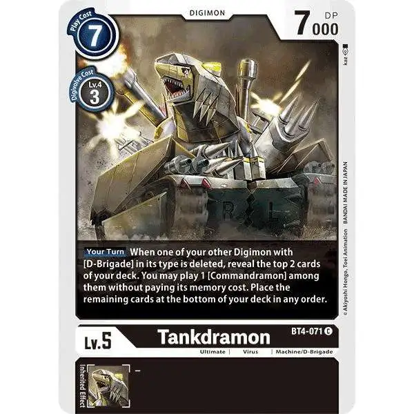 Digimon Trading Card Game Great Legend Common Tankdramon BT4-071