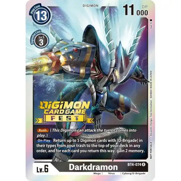 Digimon Trading Card Game Great Legend Promo Darkdramon BT4-074 [Digimon Card Game Fest 2022]