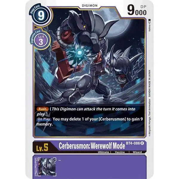 Digimon Trading Card Game Great Legend Rare Cerberusmon: Werewolf Mode BT4-086