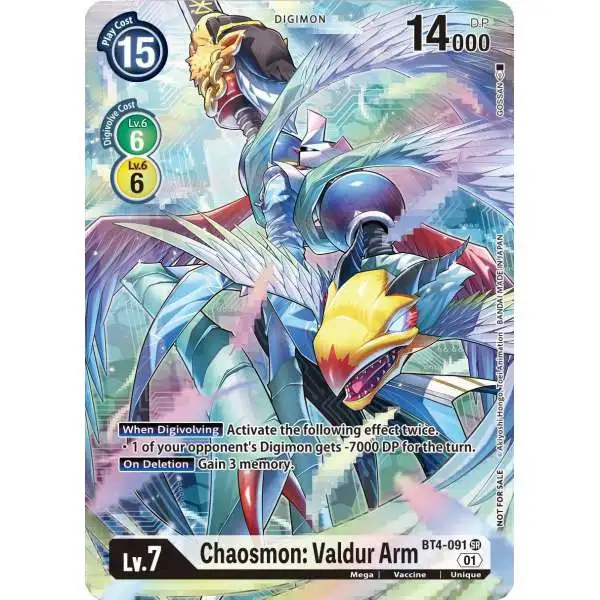 Digimon Trading Card Game Great Legend Super Rare Chaosmon: Valdur Arm BT4-091 [1-Year Anniversary Box Topper]