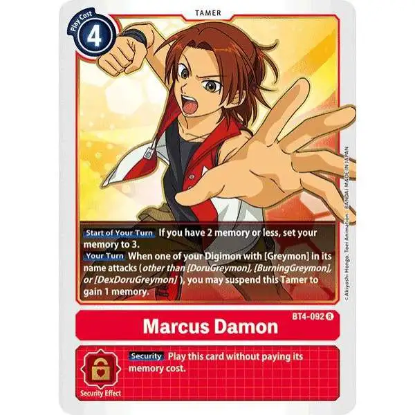 Digimon Trading Card Game Great Legend Rare Marcus Damon BT4-092